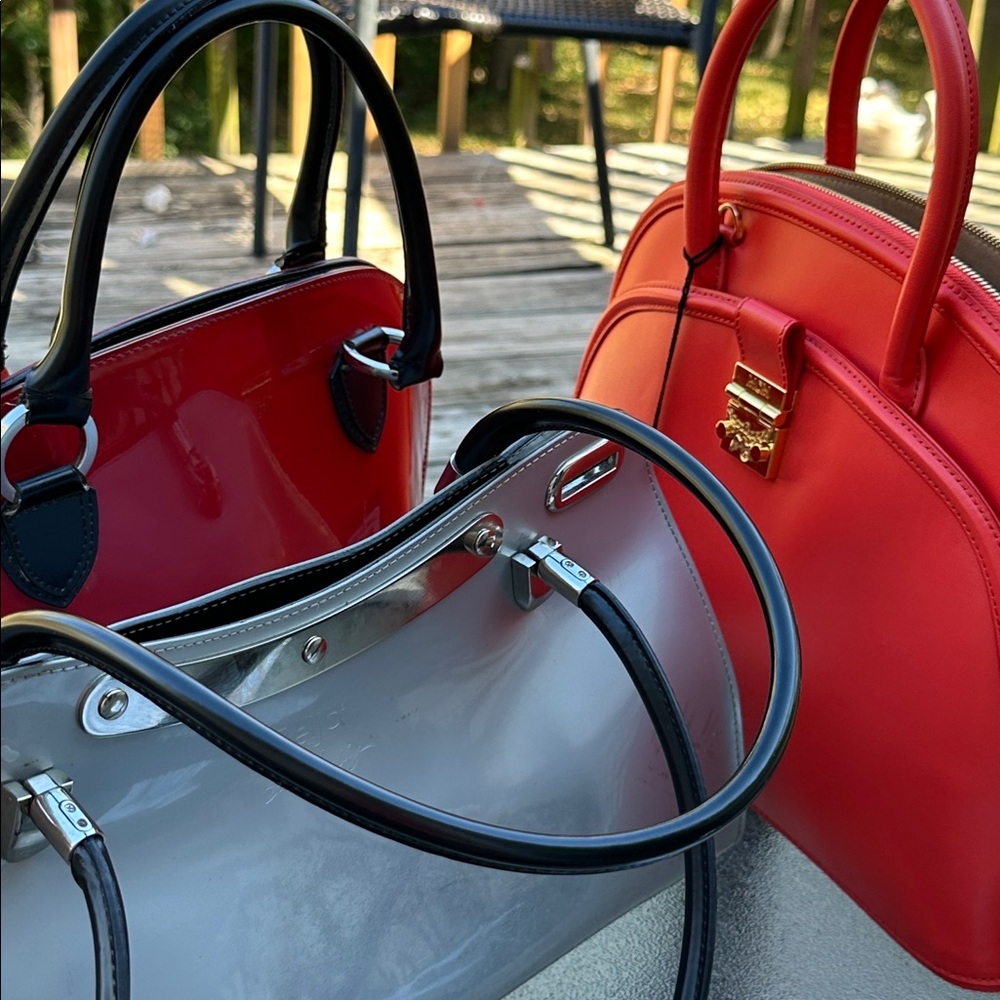 MCM Anna Large Red/Orange NWT Dome Crossbody Satchel COA Full Inclusion - Picture 12 of 12